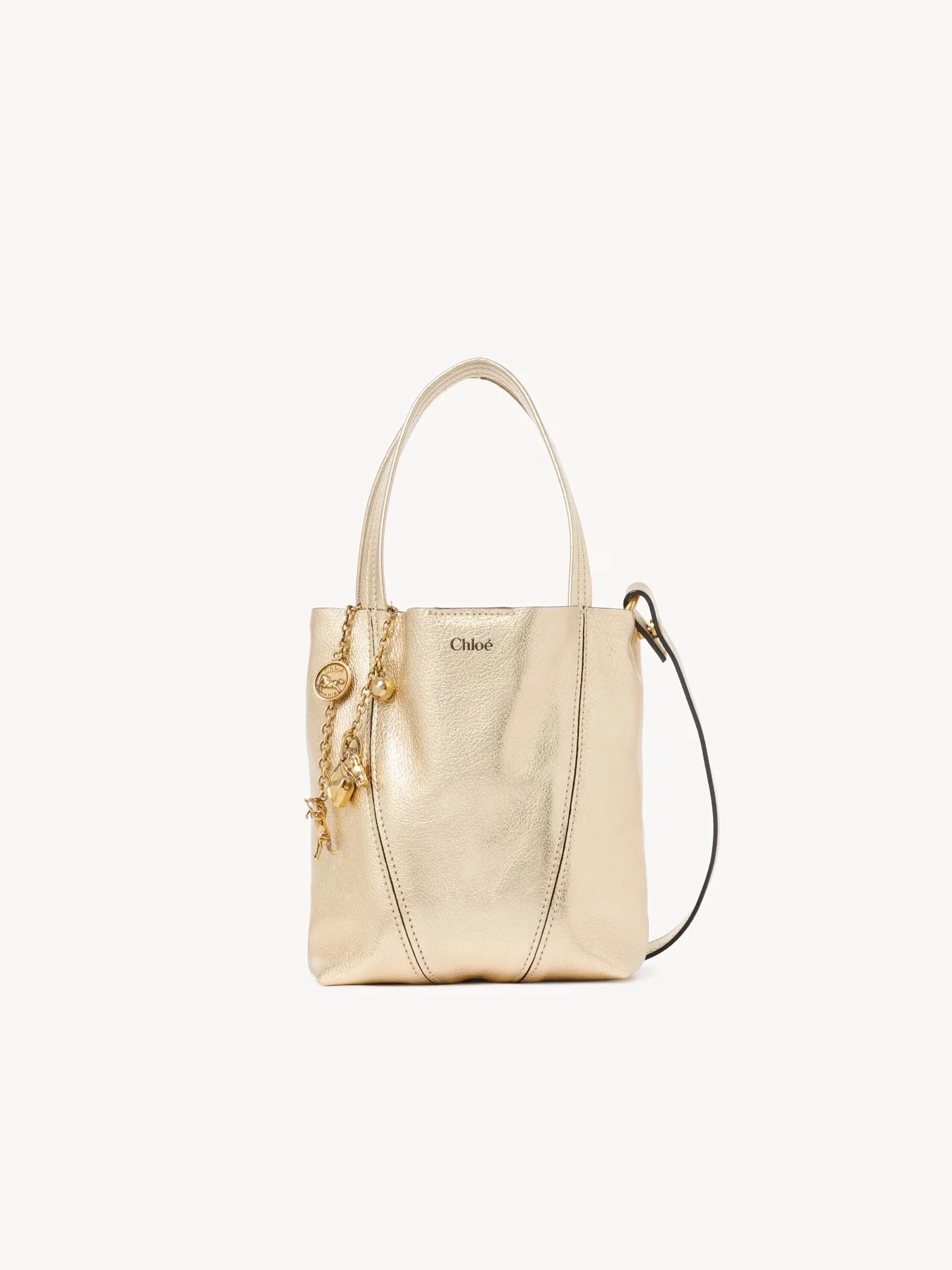 끌로에 스몰 끌로에 스핀 토트백 메탈라이즈드 레더 홀스 참스 CH26SS812R369DJ