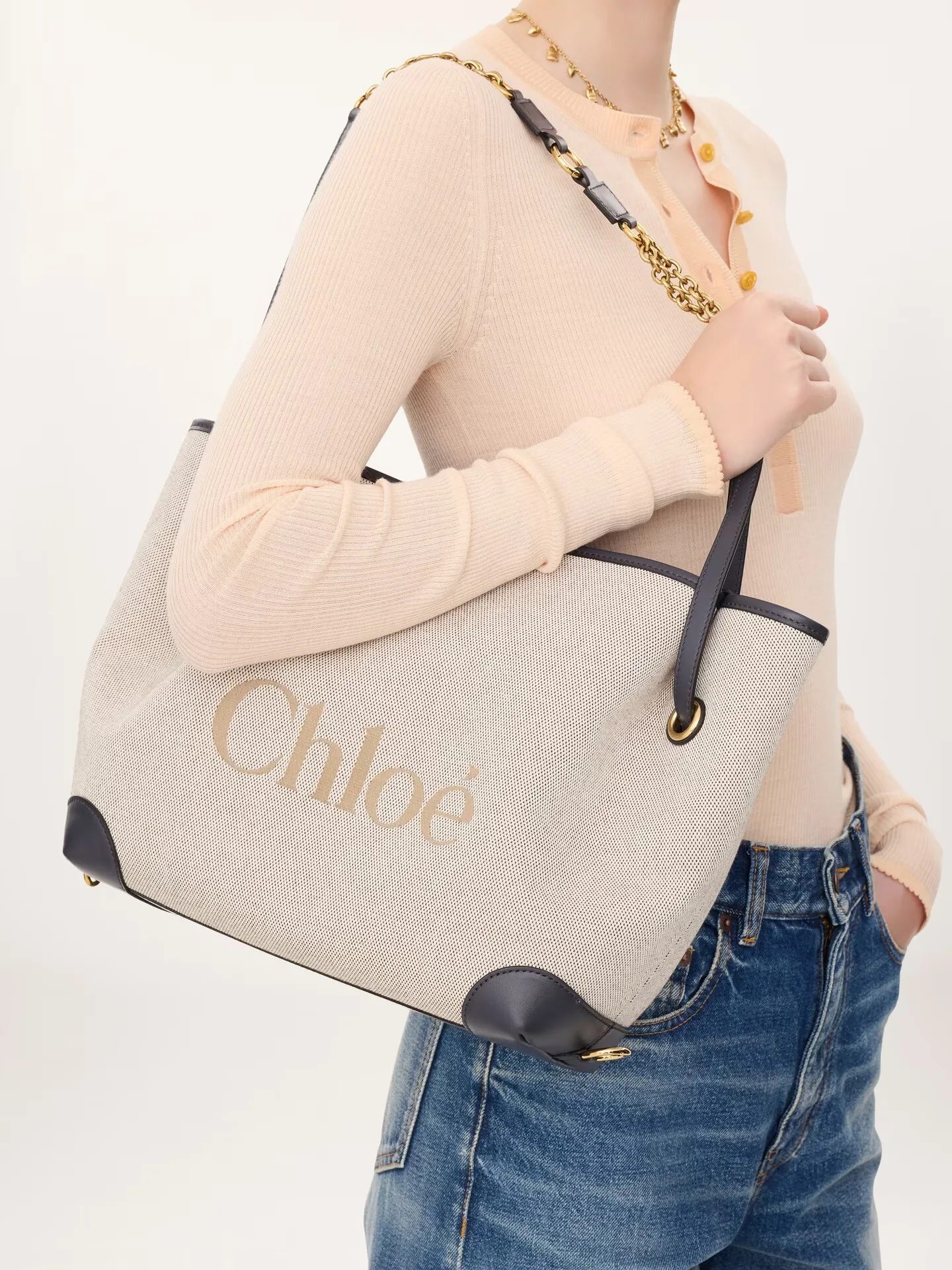 끌로에 끌로에 클로버 더블 캐리 백 캔버스 CH26AS655S6344C