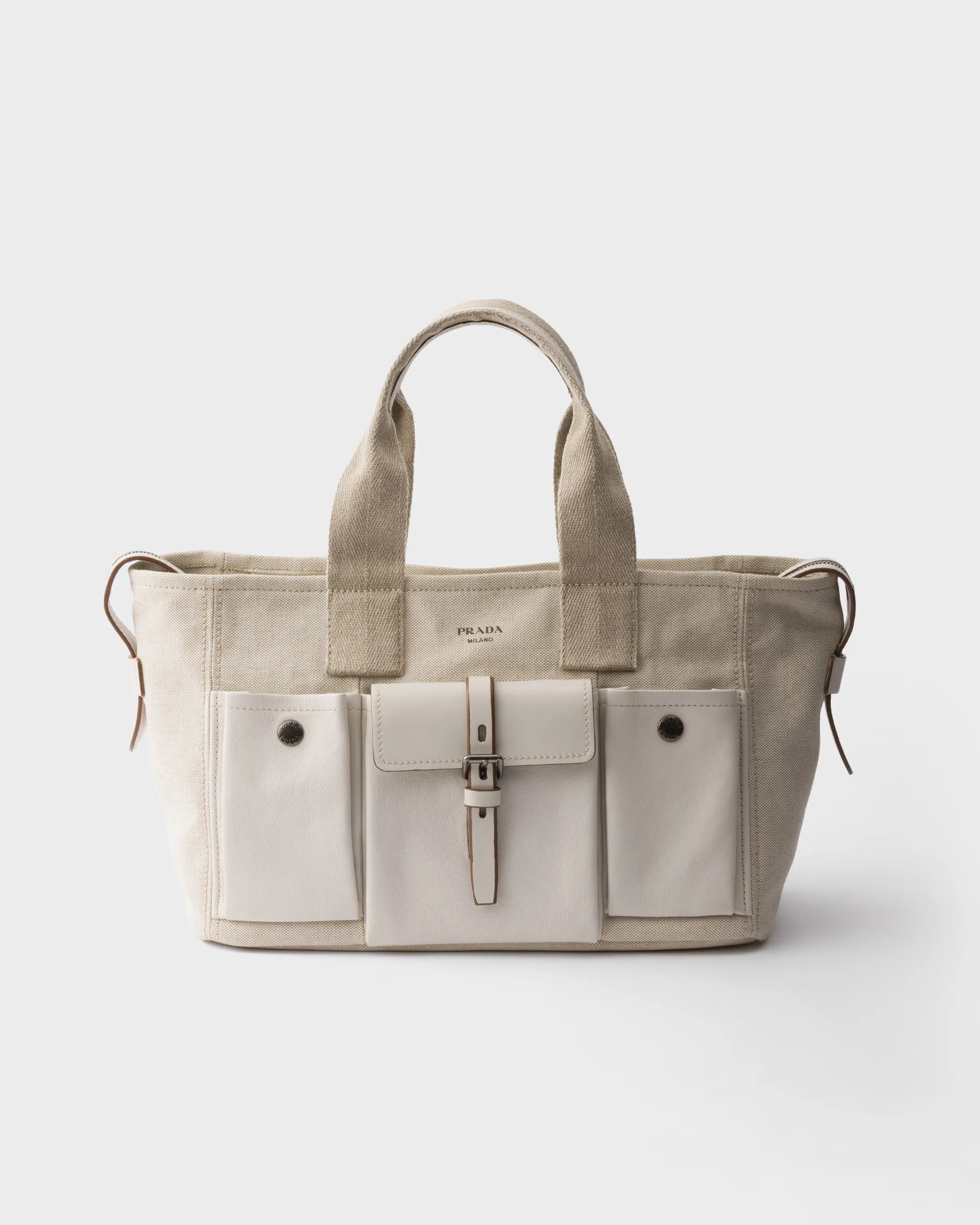 프라다 Prada Route 라지 캔버스 & 레더 토트백 1BG651_2G67_F0018_V_OOO